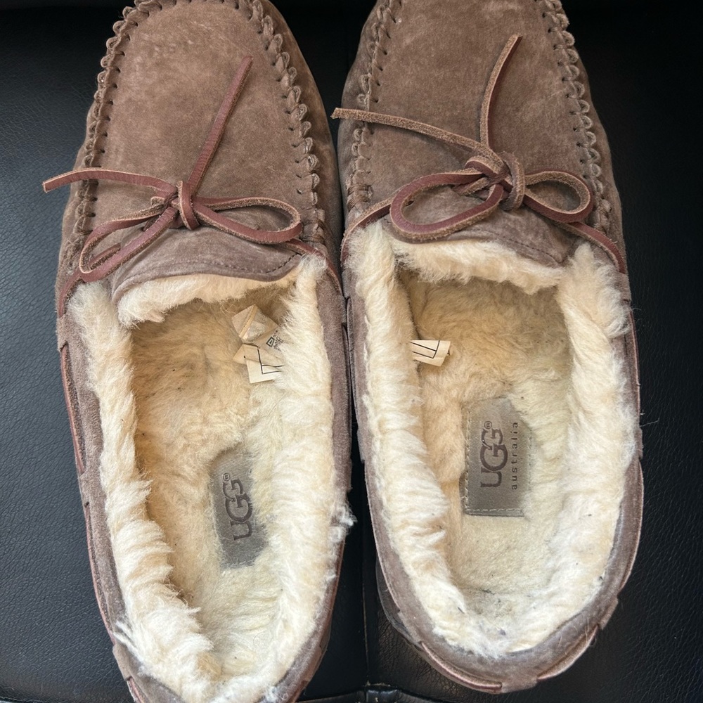 UGG Chestnut Suede Shearling-Lined Moccasins